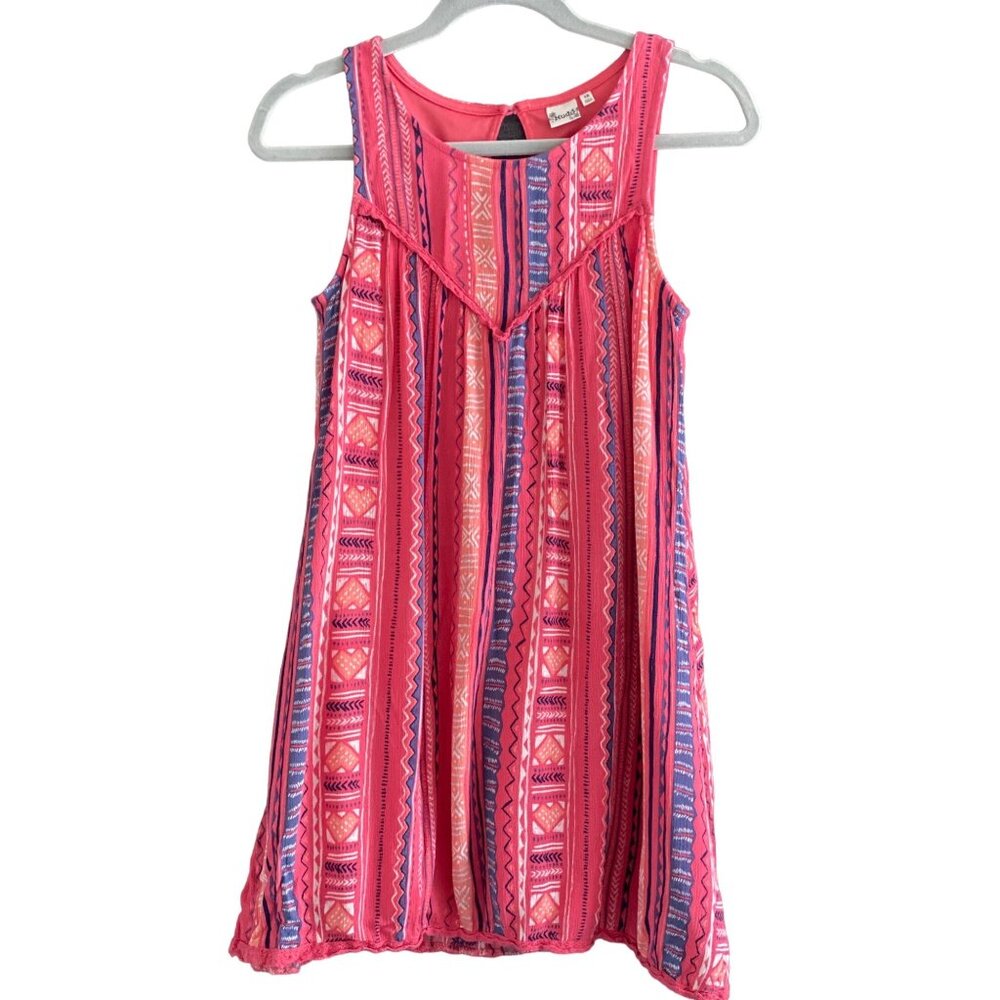 Girls Mudd Crochet Gauze lined Swing Dress 16 Orange Coral Blue School Casual